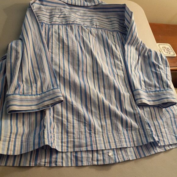 CJ Banks Quarter Sleeve Womens 2X Striped Button Down Jacket Cottagecore - Picture 7 of 7